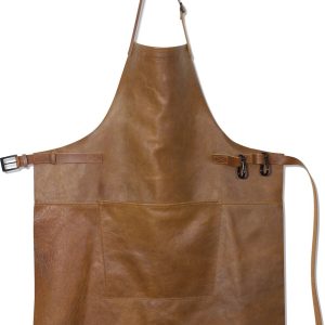 Læderforklæde BBQ Style Apron Vintage Camel
